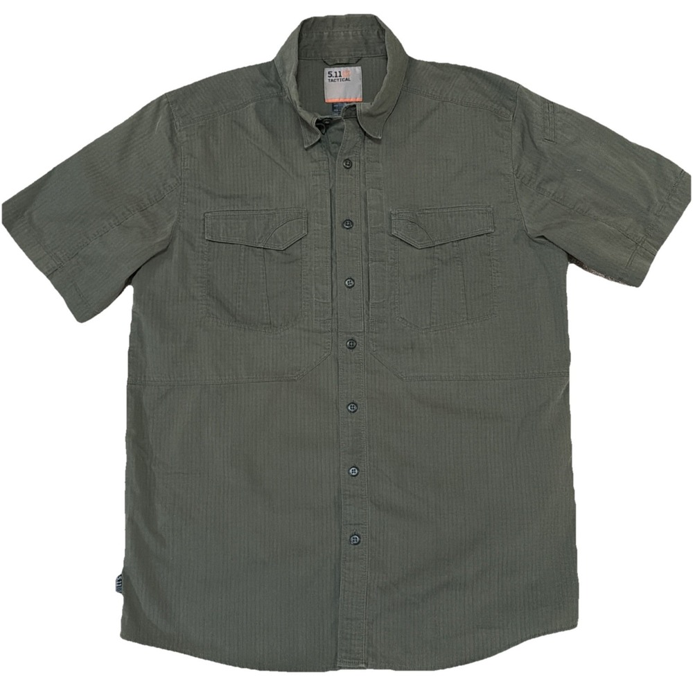 5.11 Tactical Men's Medium Green Freedom Flex Short Sleeve Button Up Shirt